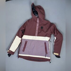 Armada Anorak Grid Snowboarding Jacket - Maroon, Cream and Lavender